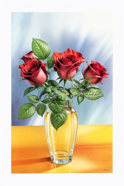 roses in a crystal vase