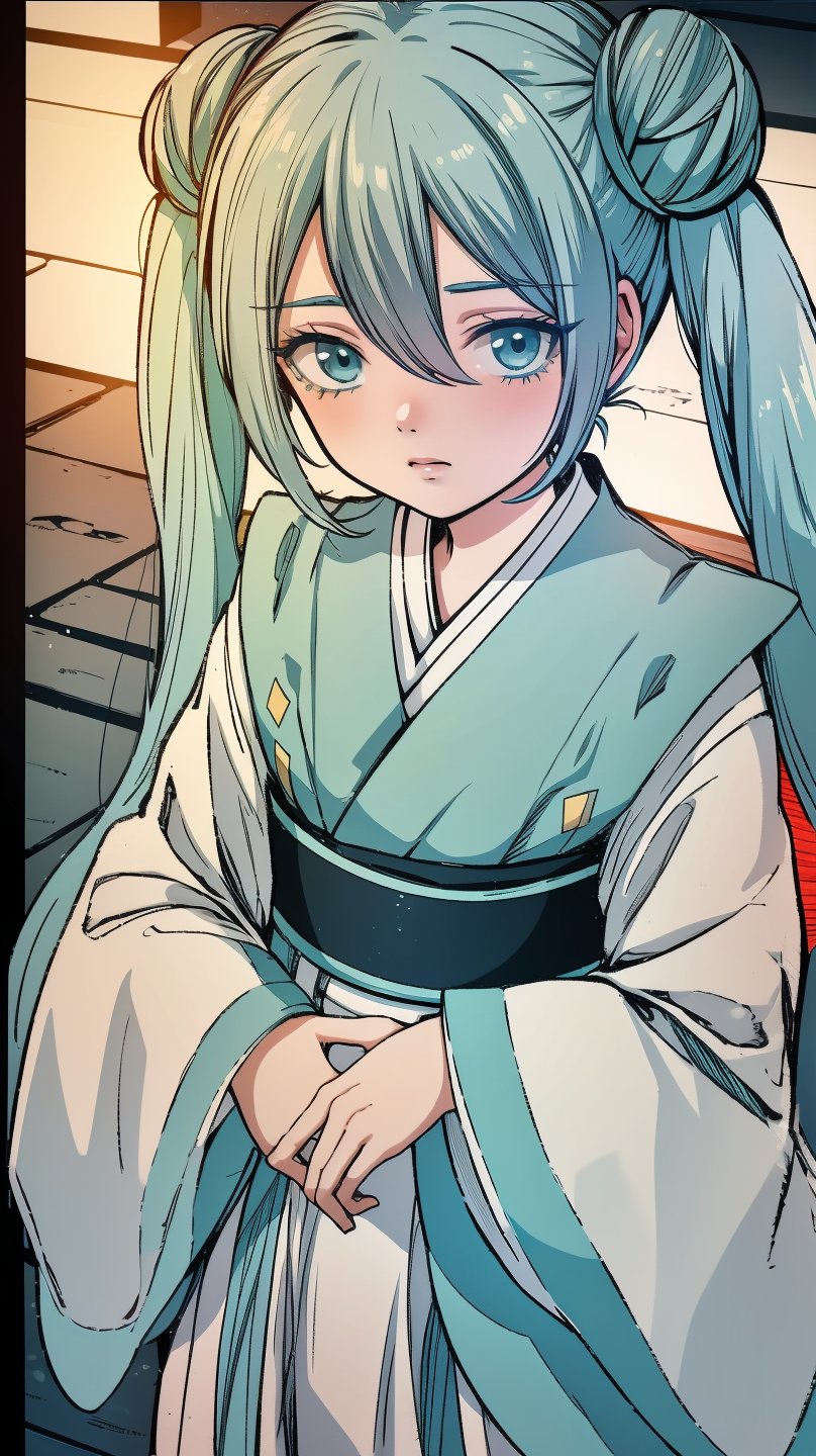 (masterpiece, best quality), ray tracing, absurdres,hatsune miku, aino,, 1girl, hanfu, solo, twintails, aqua eyes,aqua hair, hair bun, red ribbon,hair between eyes,long hair, double bun, shawl, looking at viewer,, sash, dress, hagoromo,outdoors,,blush,, ,
