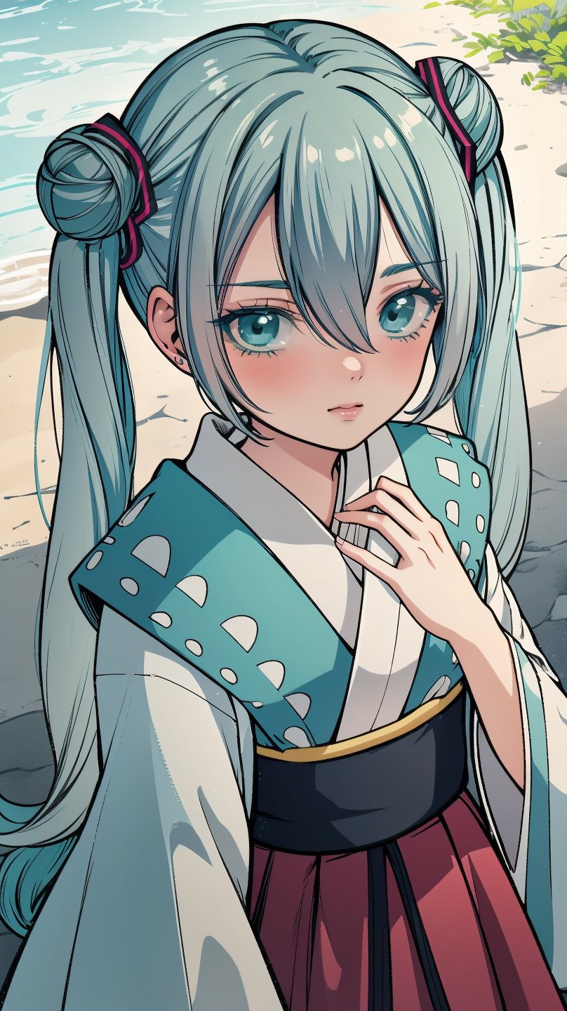 (masterpiece, best quality), ray tracing, absurdres,hatsune miku, aino,, 1girl, hanfu, solo, twintails, aqua eyes,aqua hair, hair bun, red ribbon,hair between eyes,long hair, double bun, shawl, looking at viewer,, sash, dress, hagoromo,outdoors,,blush,, ,
