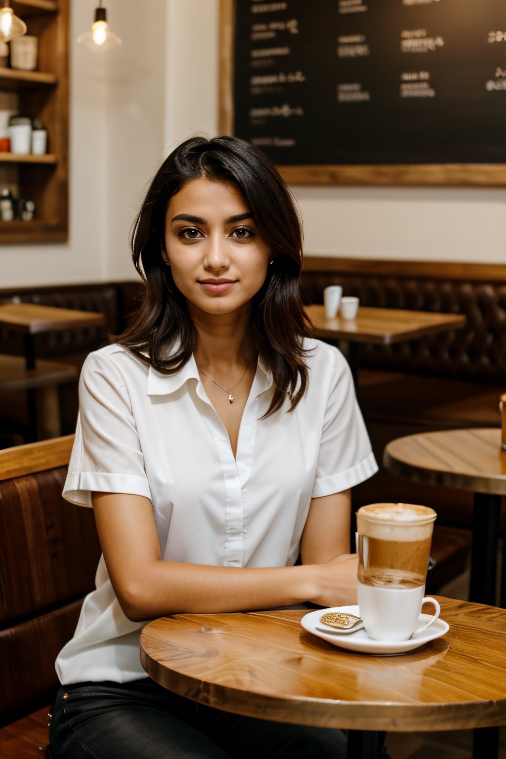 iranian girl siting in a cafe