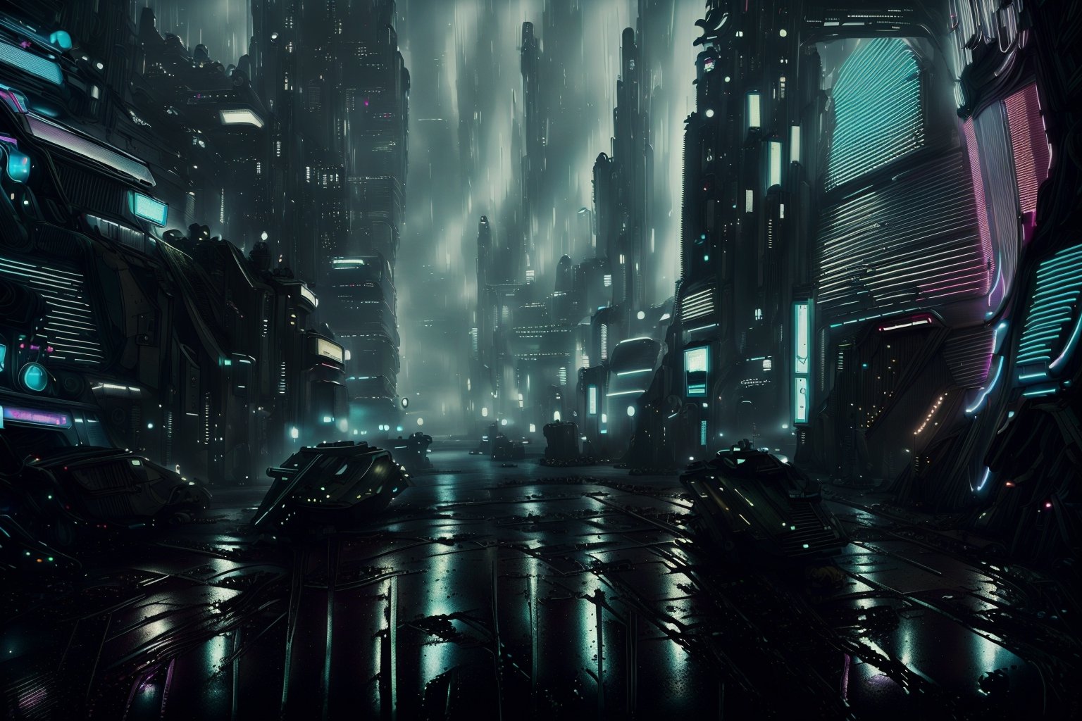 A street in a cybercity just like the ones that appear in the movie Blade Runner 1982,  apocalyptic, studio lighting, award winning photography, wide angle photo, high definition, realistic, epic, cinematic 3D rendering, insanely detailed, hyper-realistic, super detailed, realistic octane render, 8k,scifi_veicle