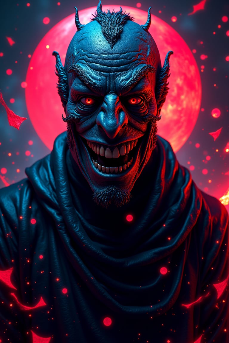 negative man with an evil smile, dark colorful atmosphere, manga style, realistic, 3D, HD, 4K, --ar 9:16
3D, 4k, antagonist, Colorful, dark atmosphere, Evil smile, HD, horror, evil, manga style, threatening, negative person, realistic, sinister, villain
