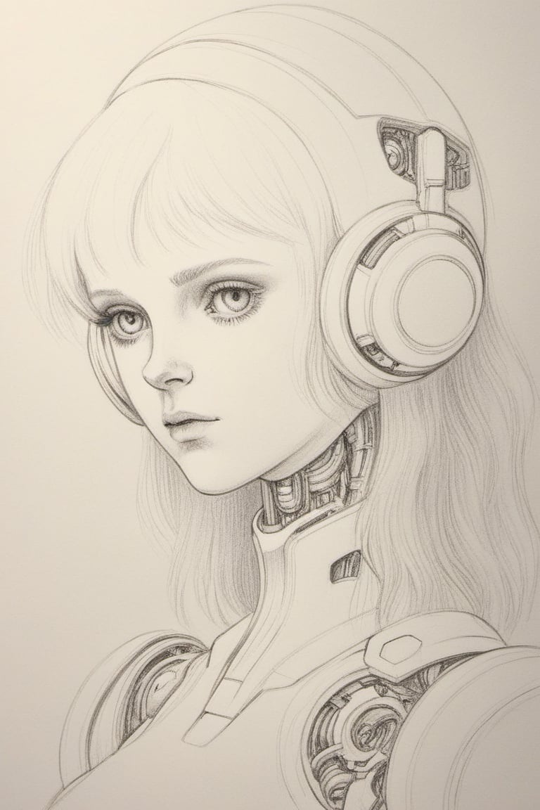 Robo girl, pencil draw