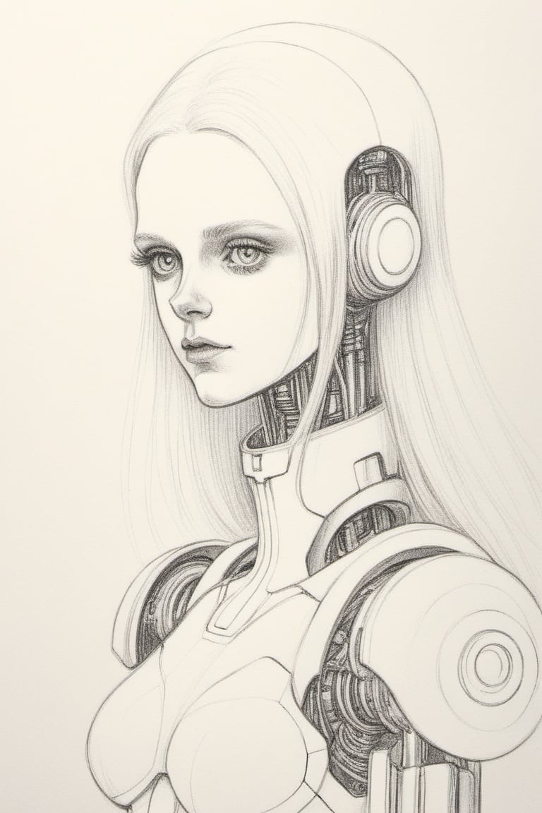 Robo girl, pencil draw