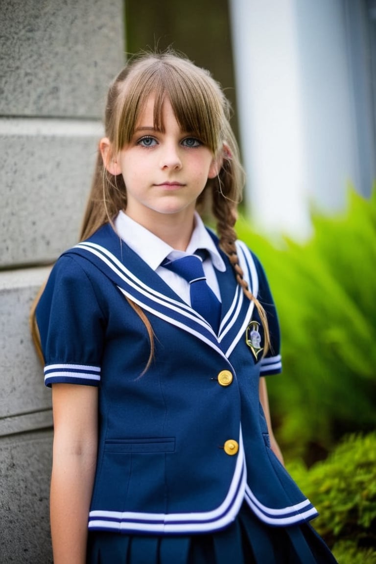 20 years old girl with huge breast, cosplaying tight school uniforms