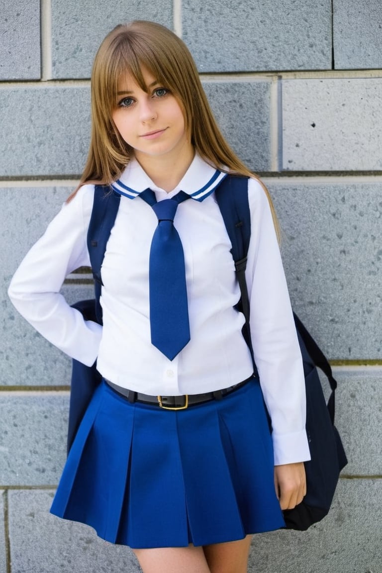 20 years old girl with huge breast, cosplaying tight school uniforms