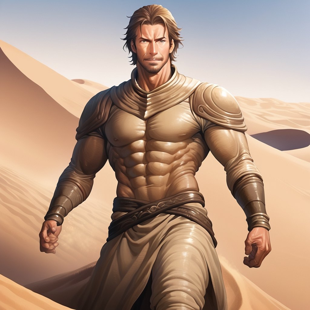 1boy, DUNE, (illustration),anime,mature man,handsome guy,ikemen,game,effect,fantasy,Dune Style