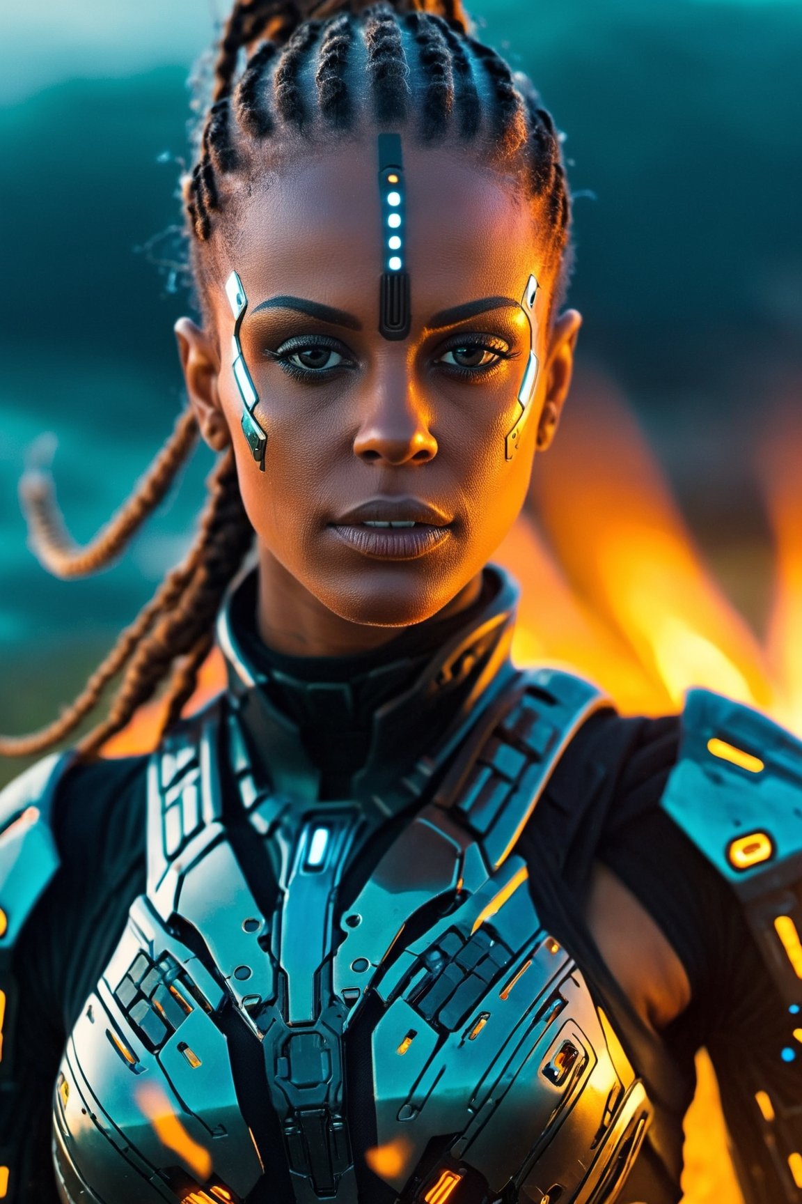 a close up of a woman in a futuristic suit running through a field of fire, sci-fi digital art, 4k highly detailed digital art, advanced digital cyberpunk art, digital artwork 4 k, sci fi epic digital art, beutiful girl cyborg, 8k stunning artwork, 8k hd wallpaper digital art, cyborg girl, 4k detailed digital art