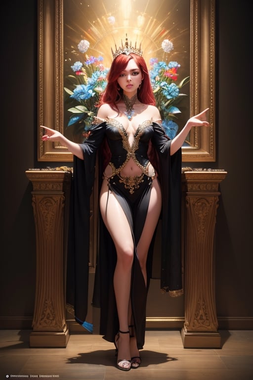 full body, a belly dancer, pale skin, without clothes, photorealistic beautiful woman, depth of field, full body, plunging neckline, sharp focus on the eyes, detailed eyes, cover, hyperdetailed painting, luminism, Bar lighting, complex, 4k resolution concept art portrait by Greg Rutkowski, Artgerm, WLOP, Alphonse Mucha, little fusion pojatti realistic steampunk, fractal isometrics details bioluminescens : a stunning realistic photograph 30 years , redhead, goddness beautiful awesome with big white flowers tiara of wet bone structure, 3d render, octane render, intricately detailed, titanium decorative headdress, cinematic, trending on artstation | Isometric | Centered hipereallistic cover photo awesome full color, hand drawn, dark, gritty, realistic mucha, klimt, erte .12k, intricate. hit definition , cinematic,Rough sketch, mix of bold dark lines and loose lines, bold lines, on paper , full body with velvet dress, humanoid