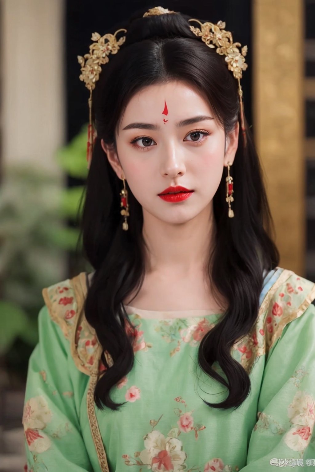 tienhiep, hanfu,
(Hands:1.1), better_hands, realhands
1girl, solo, long hair, black hair, hair ornament, upper body, black eyes, lips, makeup, facial mark, lipstick, forehead mark, red lips