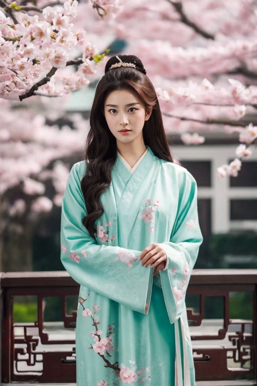 tienhiep, hanfu,
(Hands:1.1), better_hands, realhands
1girl, solo, long hair, looking at viewer, black hair, brown eyes, tree, lips, petals, cherry blossoms, realistic, chinese text, tienhiep