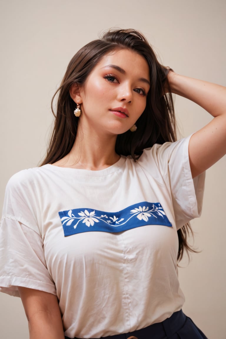 beautiful East Asia woman, pose, adorable, wearing her traditional shirt , upper body shot, wide angle shot, masterpiece, hyper details, ,score_9, score_8_up, score_8,,score_7_up,