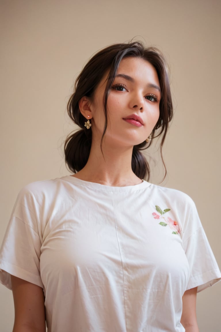 beautiful East Asia woman, pose, adorable, wearing her traditional shirt , upper body shot, wide angle shot, masterpiece, hyper details, ,score_9, score_8_up, score_8,,score_7_up,