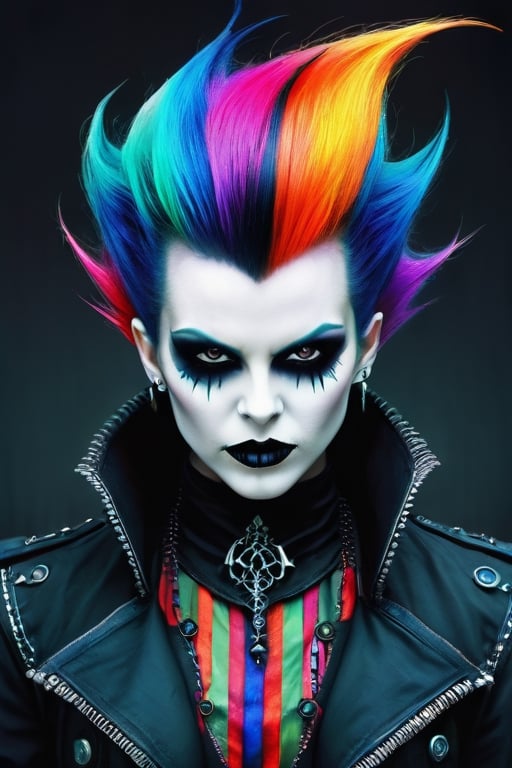 colourful, extreme, fearsome, haunting, exciting,  unique, evil,goth person,style