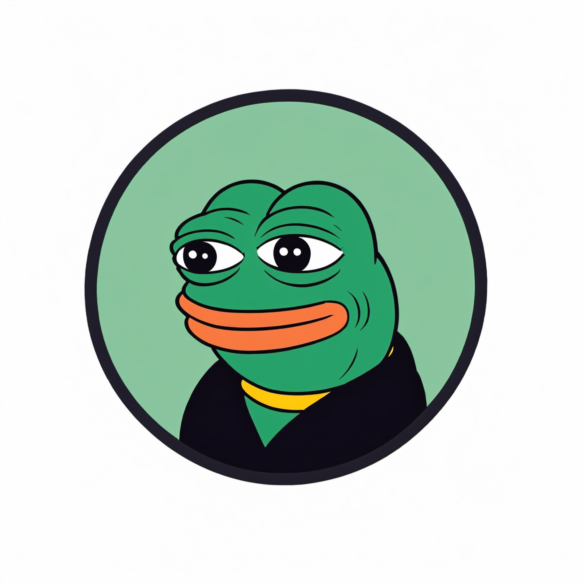 logo(smug pepe) with circle, blank background