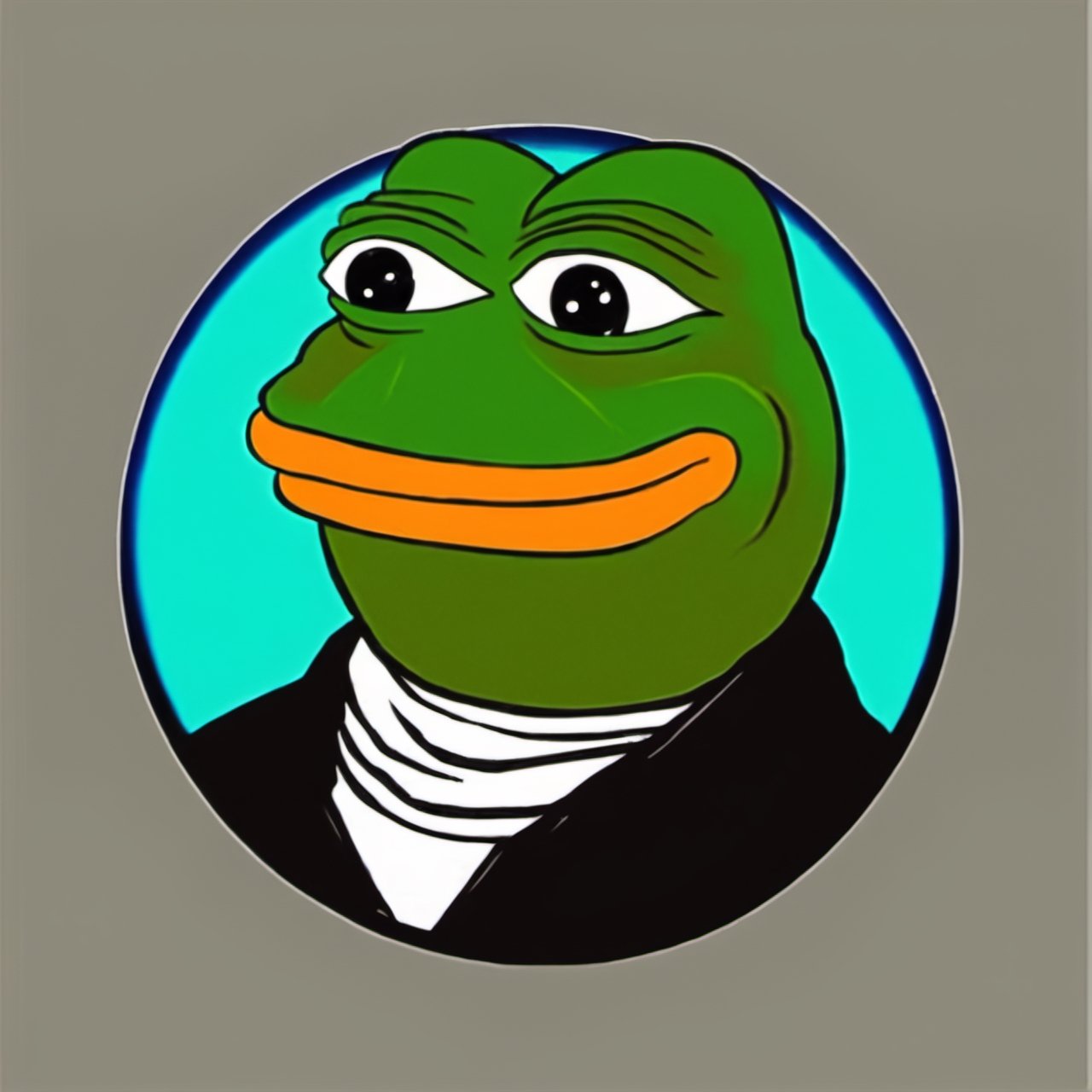 logo(smug pepe) with circle, blank background