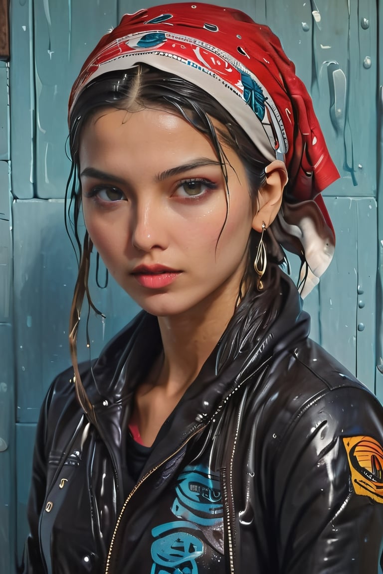 a painting of a wet woman with a wet bandana on her wet head, a fine art painting by Tim Okamura, behance, figurative art, detailed painting, hyper realism, androgynous


,Futa,xlgirls,Detailedface,more detail XL,soakingwetclothes, wet clothes, wet hair, wet clothes, 