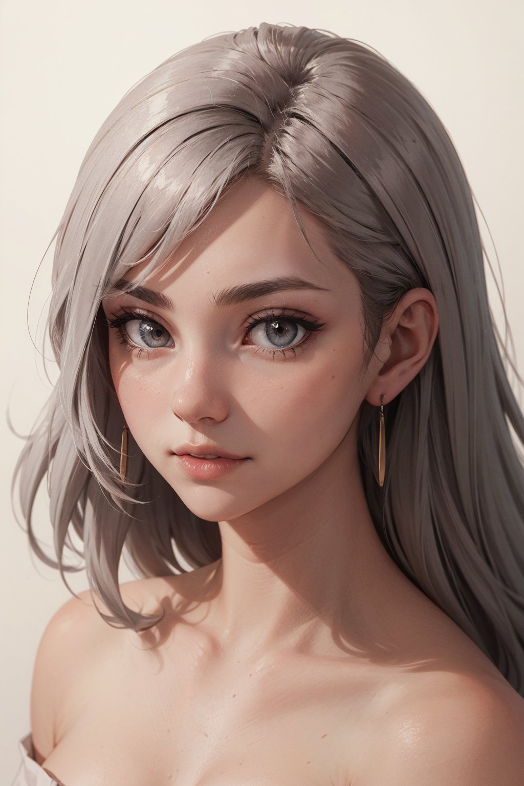 grey hair, long hair,  hope earrings, nosering,  vintage, Feminine, 8K, Masterpiece, Best Quality, great details) , (high saturation, best shadows, best light, Extremely delicate whitening) Dark Style