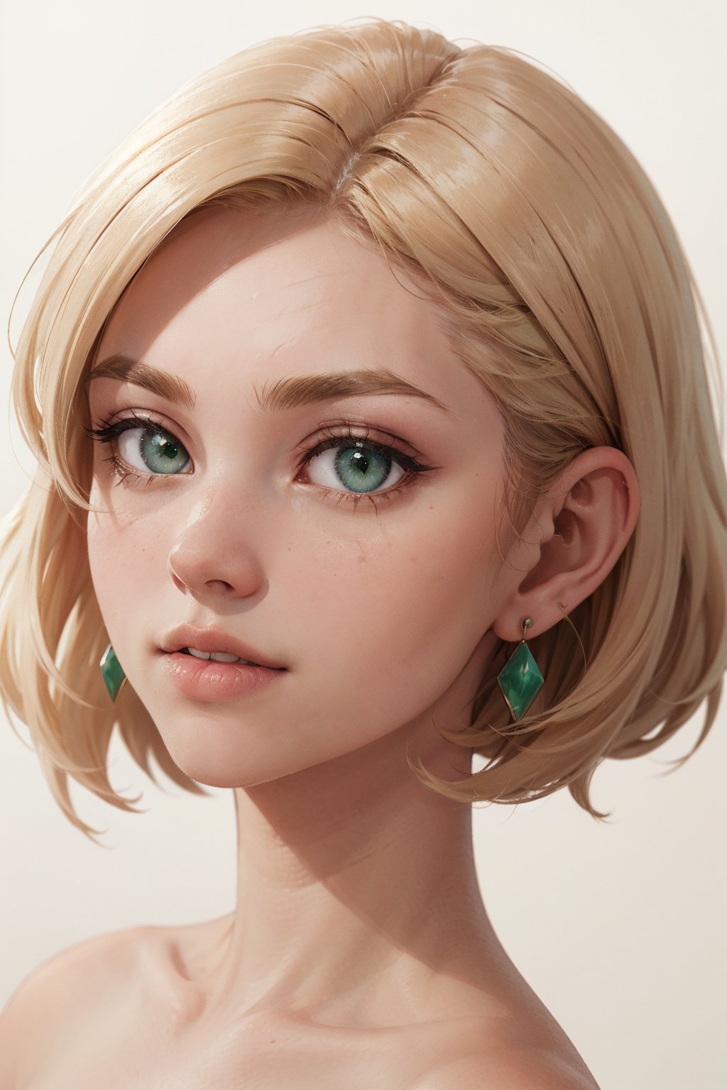 blonde hair, pixie hair, green eyes,  hope earrings, nosering,  vintage, Feminine, 8K, Masterpiece, Best Quality, great details) , (high saturation, best shadows, best light, Extremely delicate whitening) Dark Style