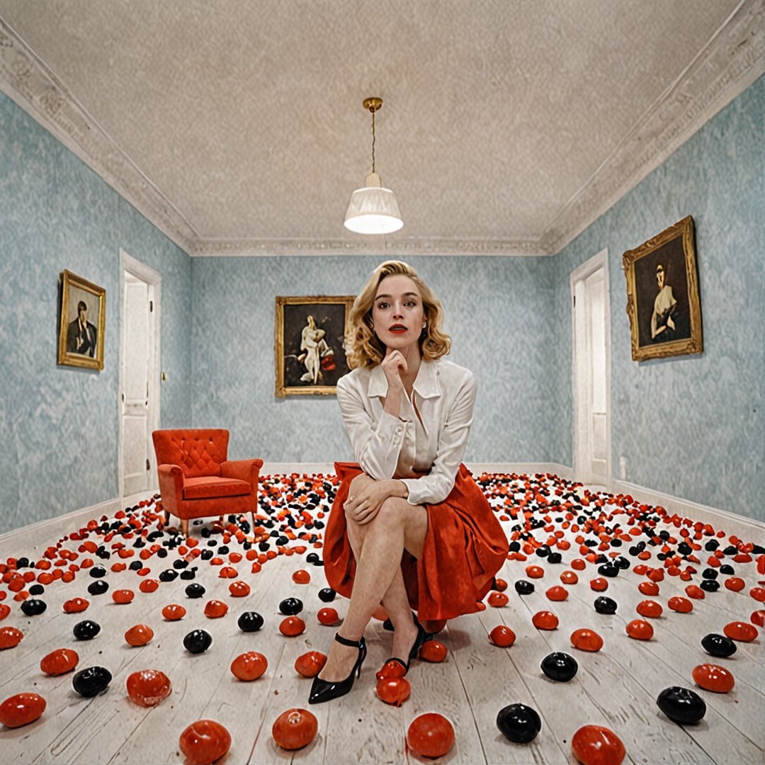 style of Miles Aldridge, 
Podés hacer un gol y podés
Llevar tu nombre al cielo
O puedes ser un gran campeón
Jugar en la selección
Y no tienes un poquito de amor para dar, 
minimalist decorations, professional serene lighting, Wide Angle, 360 Panorama, high detail, 