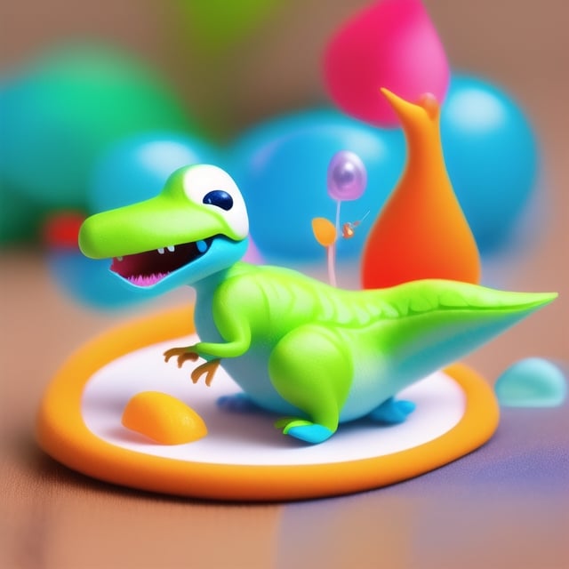 miniwoold 3d super cute dinosaur inside a circle 3d background, cute cartoon style, colorful, very clear, very creative, beautiful,  3d childish cute cartoon style:1.3, exceptional cute dinosaur anatomy, 