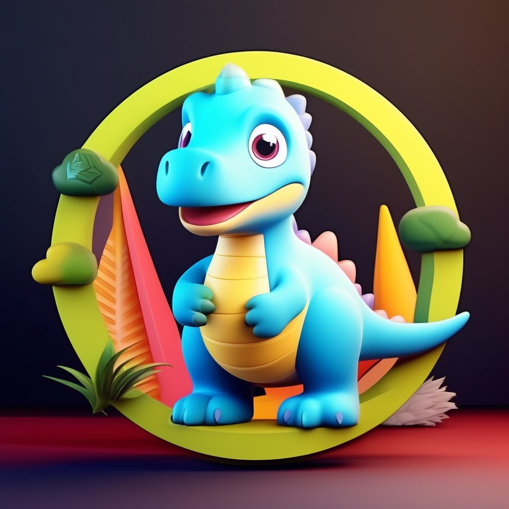 male super cute dinosaur inside a circle background, cute cartoon style, colorful, very clear, very creative, beautiful, 3d childish cute cartoon style:1.3, exceptional cute dinosaur anatomy, weapon, incredibly absurdres, break, (ultra quality, high quality, best quality, exceptional quality, new, newest, best aesthetic, original, outstanding, exceptional), epic cute, cute details, intricate cute detailed texture materials, cg, cgi, trending on cgsociety, low poly, best quality dinosaur-based rendering, unreal engine 5, octane render, cel-shading, tessellation, ,Monster