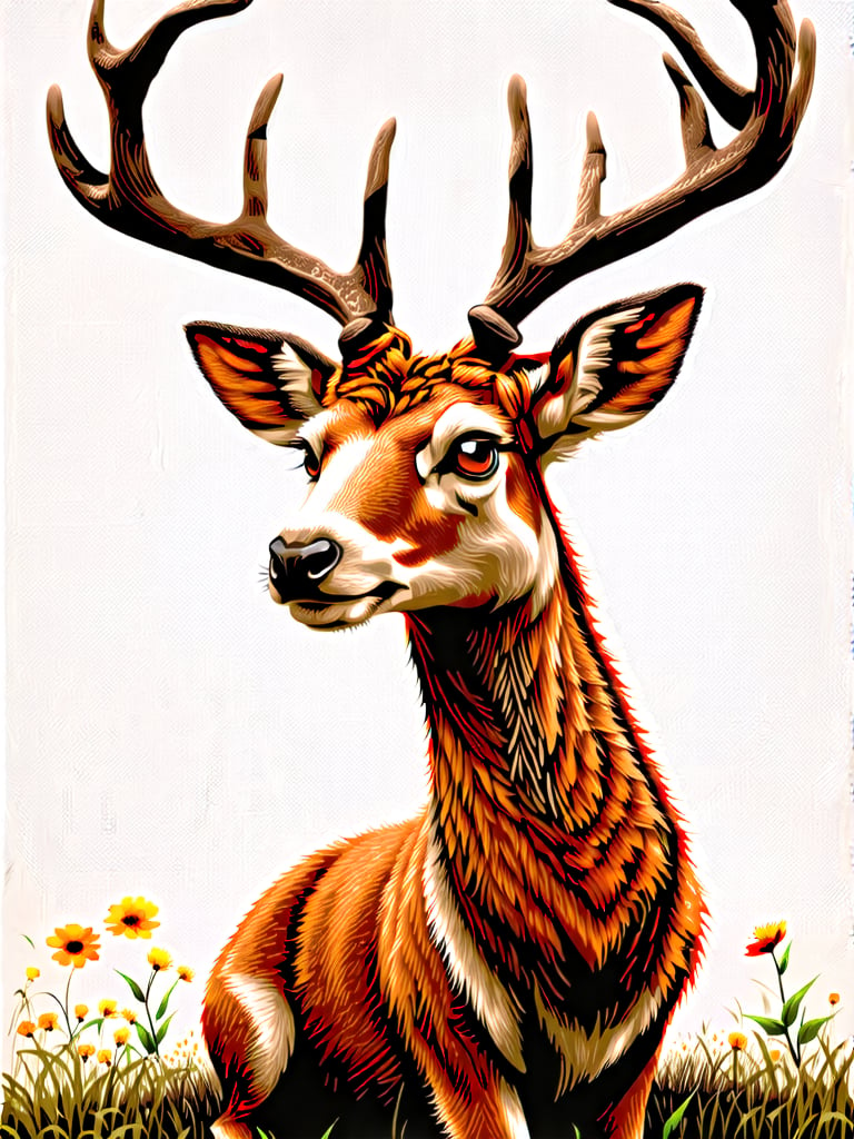 naiive art style deer