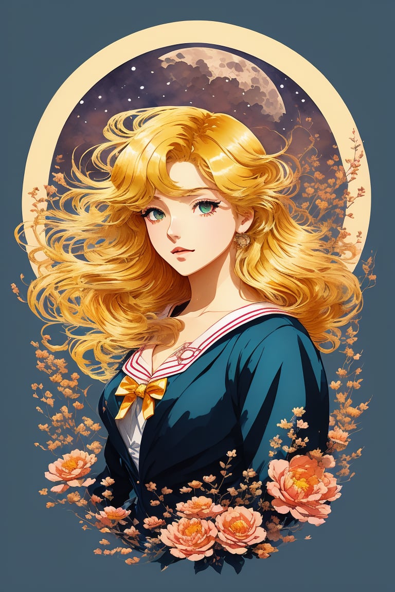 sailor moon with big bobs, yellow gradient hair, love, detailed digital anime art, night, dark lighting, magic, folk, watercolor painting, elegant, digital painting, artstation, concept art, smooth, sharp focus, illustration, art by Studio Ghibli and alphonse mucha and James Eads, 8k, bright colors, lofi color