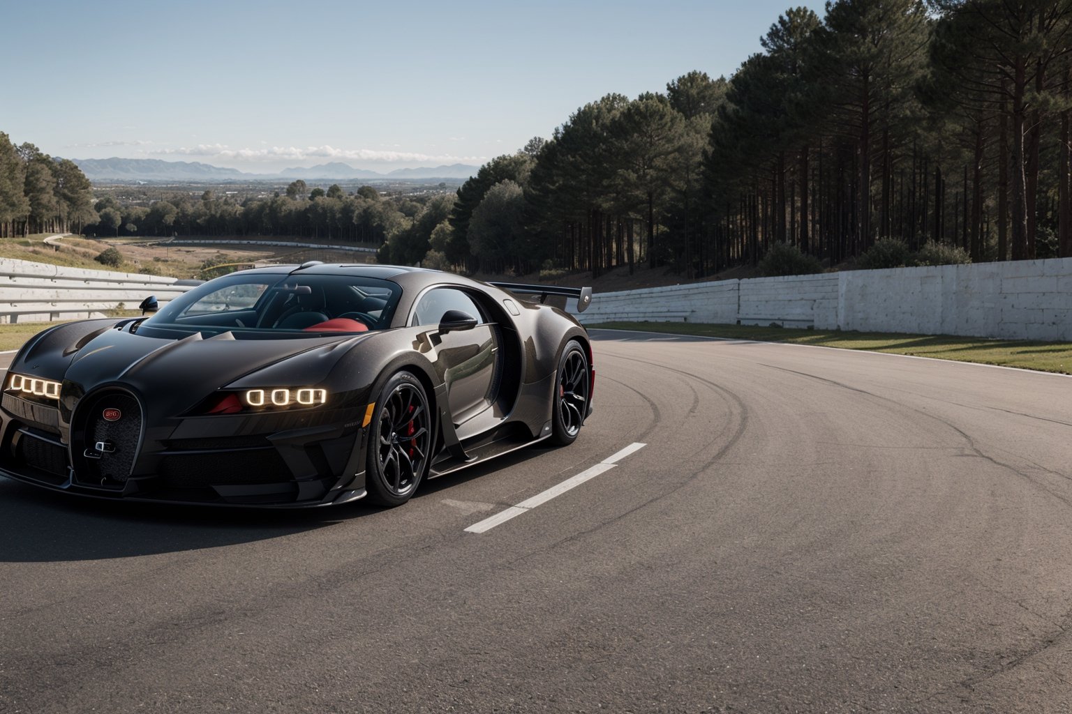 Women wearing Strapless dress standing near Bugatti Vision Gran Turismo car