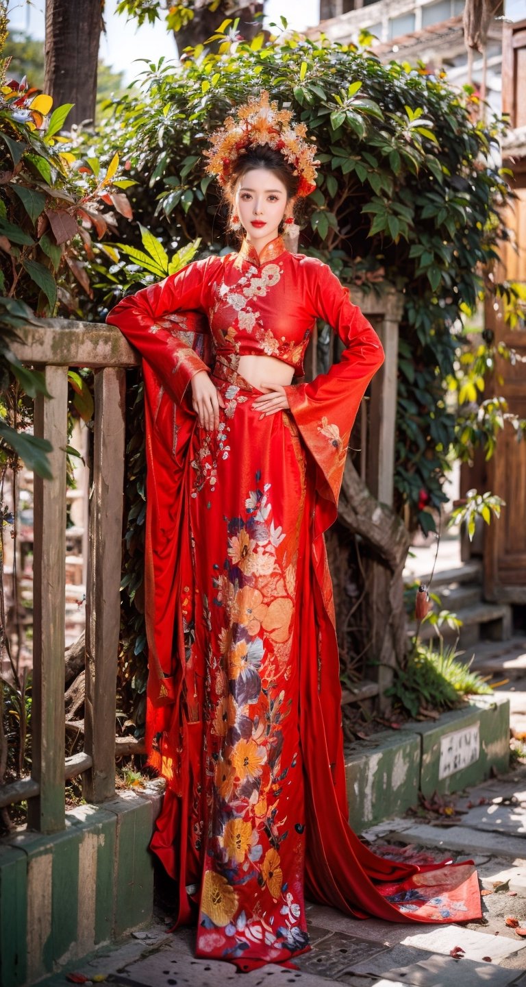 1girl,face,white background,full_body,Standing on Hoi An ancient town 