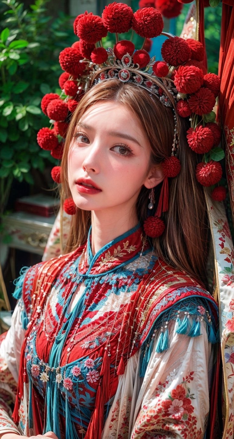 a close up of a woman with a tia on her head, intricate ornate anime cgi style, 4 k detail fantasy, anime cgi, cinematic goddess close shot, inspired by Li Mei-shu, a beautiful fantasy empress, inspired by Lan Ying, smooth anime cg art, close up character, hyperdetailed fantasy character, game cg, ruan jia and artgerm,full_body