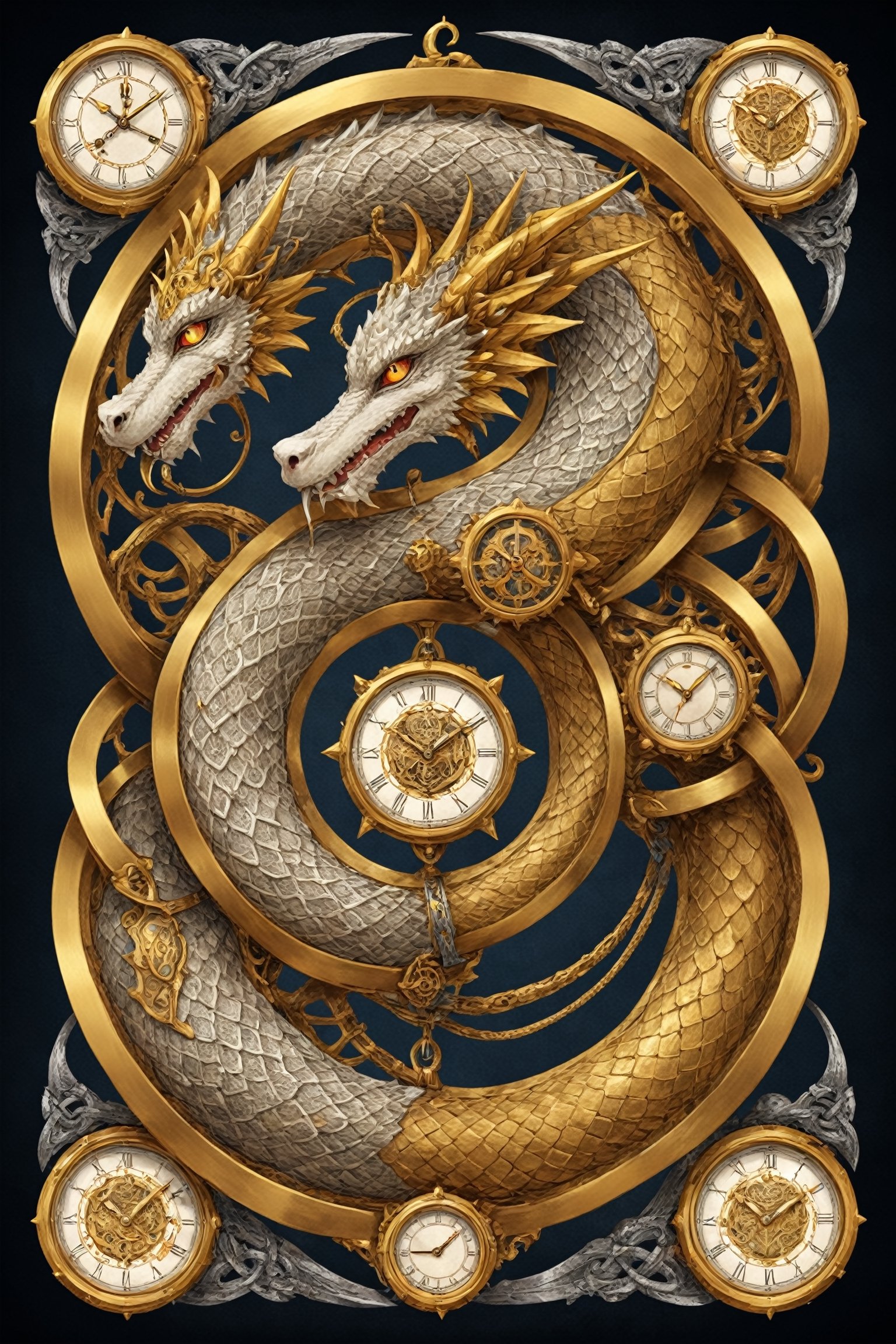 Ukiyo-e art ,high quality, 8K Ultra HD, Steampunk Time Voyager, Embark on a thrilling journey through time in a steampunk-infused world,Dragon, knotwork, nordic runes