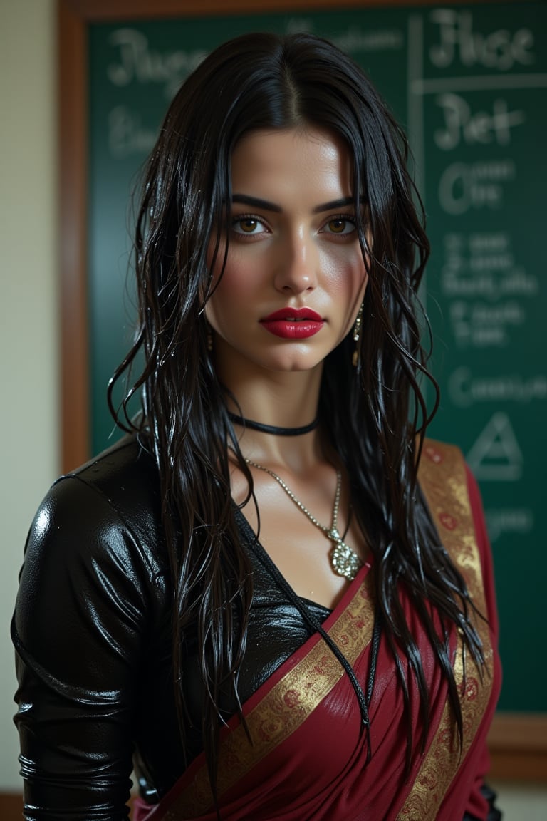 (Wet clothes,  wet hair,  wet skin:14) .

teacher with black board classroom in saree and full sleeve blouse and shawl,Beautiful russian ,Red lips, photo, realistic.

nt.,Wet,covered in oil,covered in mud,wam,wet clothes, oil,wetlook, oil,Fetishwet,Enhanced all,Wetfetish