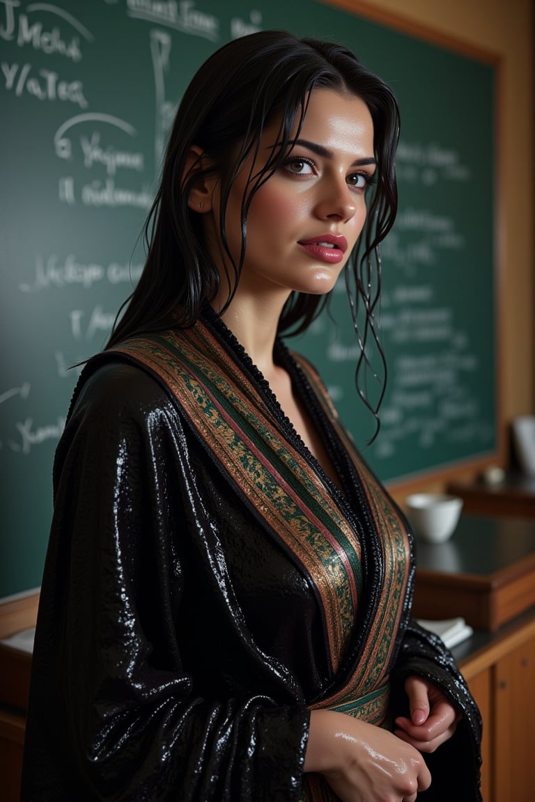 (Wet clothes,  wet hair,  wet skin:14) .

teacher with black board classroom in saree and full sleeve blouse and shawl,Beautiful russian ,Red lips, photo, realistic.

nt.,Wet,covered in oil,covered in mud,wam,wet clothes, oil,wetlook, oil,Fetishwet,Enhanced all,Wetfetish