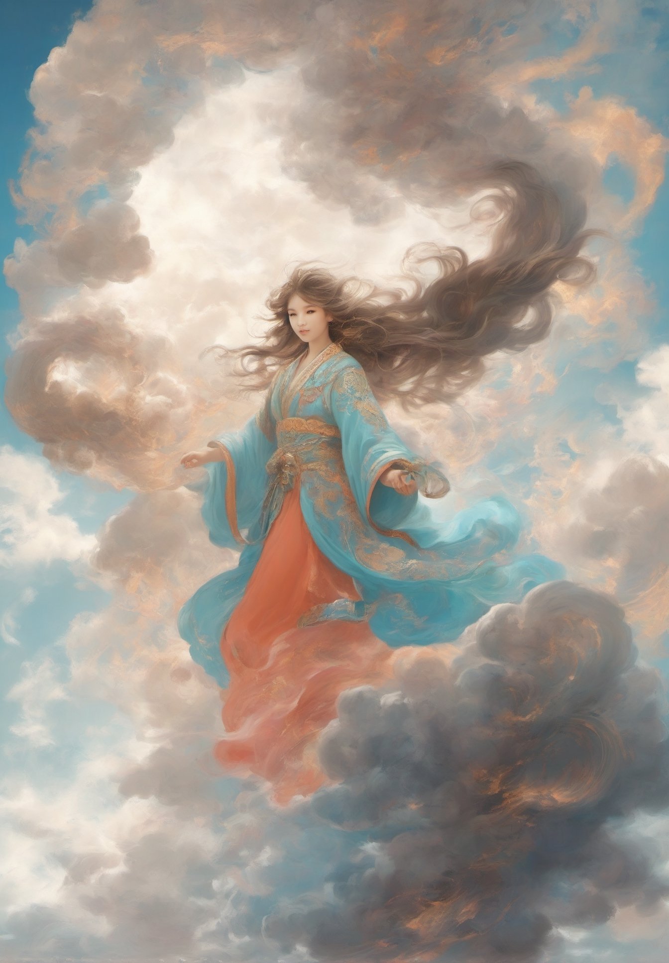 mythical clouds, 1girl 