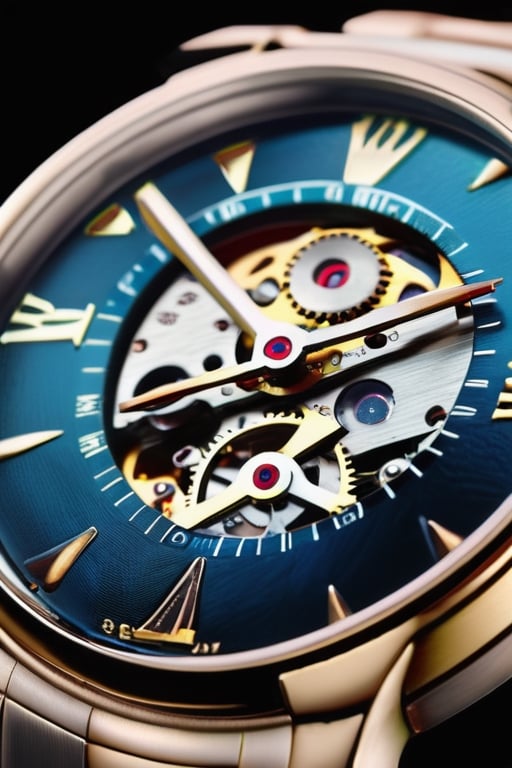 mechanical watch, hyperreal, advertising photography, attention to lighting,