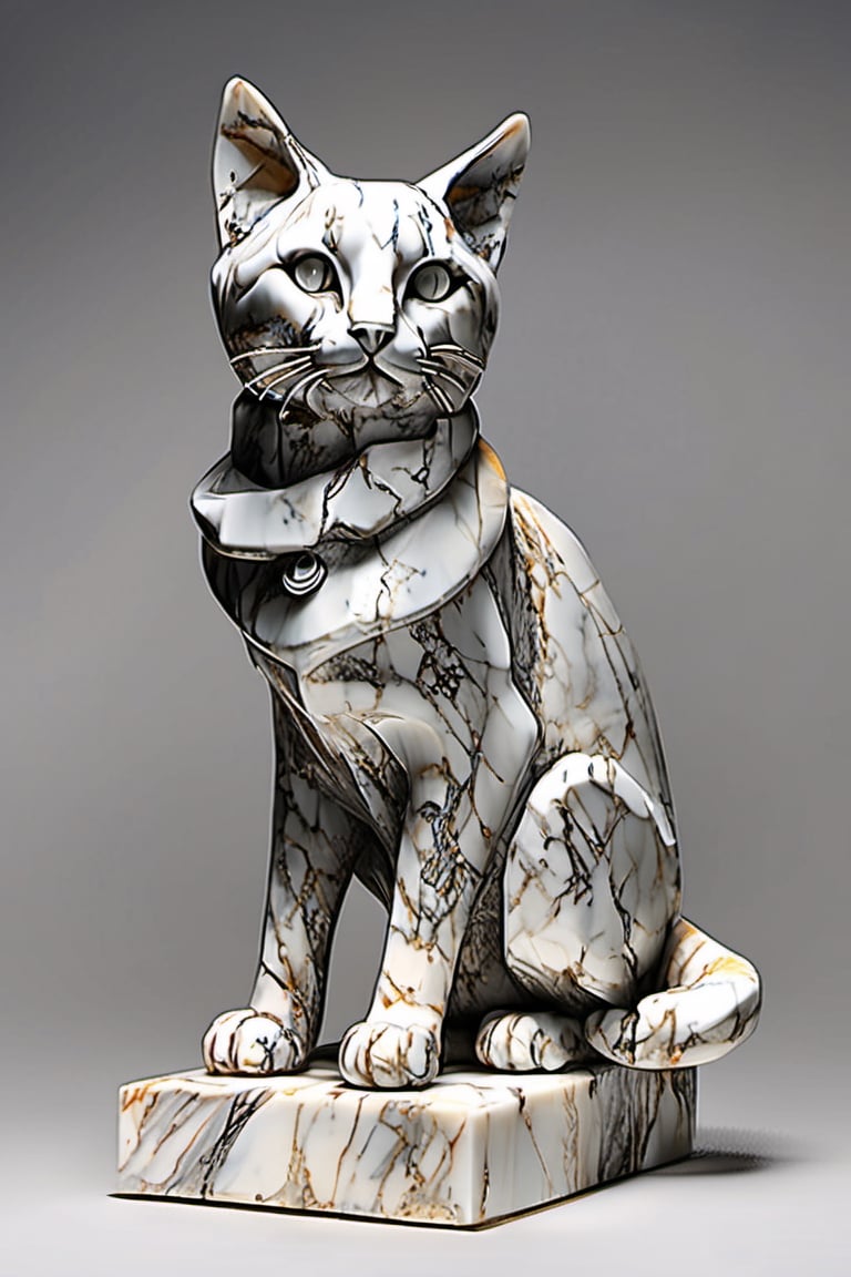 marble sculpture,(masterpiece:1.5), (best quality:1.5), cat, portrait, upper body, Pixar style