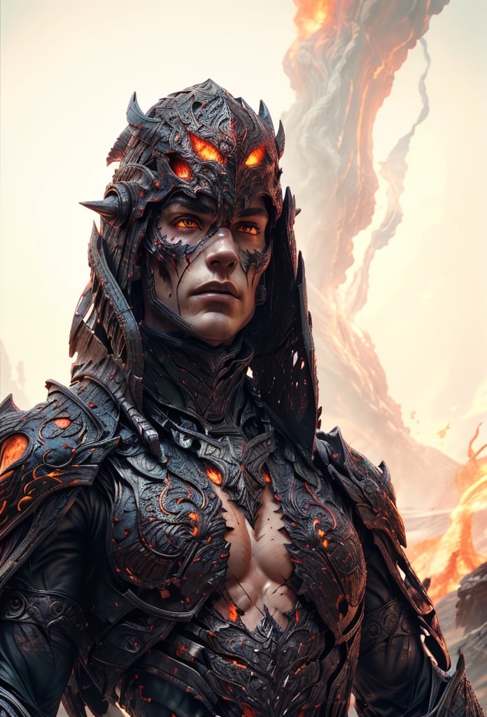 male face, muscular face, chiseled face, ((very muscular body)), full body, ((head and feet visible)), (skull face sci_ fi helmet),  Full face armor, ((Green fire)), (green fire from the eyes), high quality, masterpiece, ultra-high resolution, (looking at the viewer), very serious face. (look straight), heavy ornaments, real skin textures, long face, details, dark brown lips, thick lips, shaved head, dark brown eyes, detailed fingers. detailed eyes, detailed iris, big pupil, angry face, thick eyebrows,  facial tatoos, muscular body, (Full  Steel plated body Armor) perfect body shape, (scares on the body and face) perfect hands, perfect long legs, perfect feet, Standing pose, background destroyed houses, (out door) clear blue sky, battlefield, hdr, 4k, 8k, ultra HD, SAM YANG,Clothmancer,Cloth,emb3r4rmor