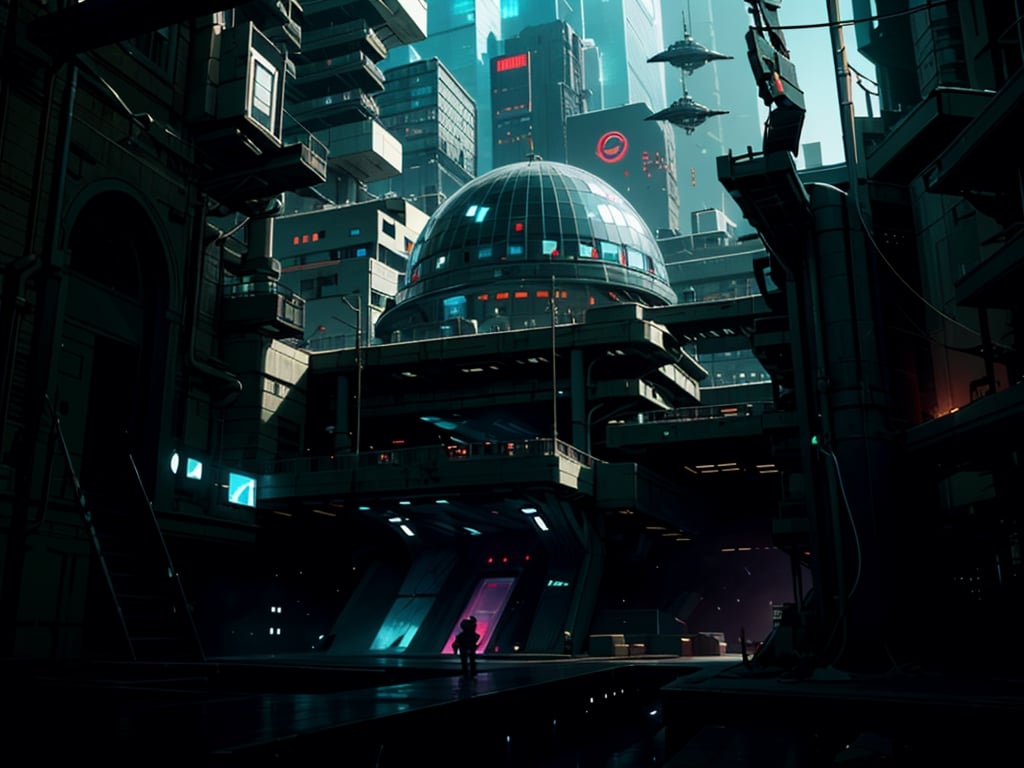 A Hi-Tech cybernetic cyberpunk style (Hi-Tech style),  Hi-Tech building, with High tech tools and weapons, futuristic super hi-tech,  photographic cinematic super high detailed super realistic images, 4k ultra HDR high-quality images, masterpiece, FROST, science fiction, high tech,wrench_elven_arch,