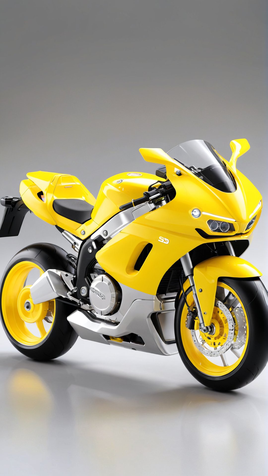 Una creación futurista y asombrosa de una motocicleta personalizada en 3D, destacada por detalles dorados y un resplandeciente brillo de color amarillo neón. La motocicleta presenta un aspecto elegante y sofisticado, inspirado en la Genesis, y adorna un fondo de plata brillante que resalta su apariencia única. El nombre "GERARDO" se encuentra inscrito en grandes letras cursivas, con un efecto refinado y elegante gracias al contorno dorado intenso. El sello "By Design Digital" en suaves tonos dorados es un reconocimiento al talento y habilidad del artista digital en esta obra maestra.