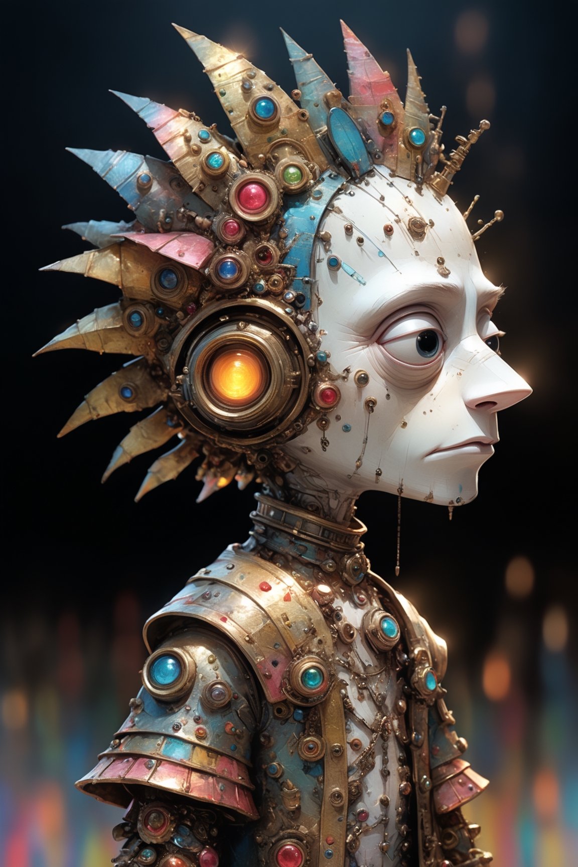 Character portrait of  Max Born, standing on stage, side profile, caricature, chibi, kawaii,3d rendering, octane rendering, volumetric light, victorian fashion, metallic, highly-detailed symmetric face, detailed eyes, ultra sharp, highest quality, art by Anja Millen and George Cruikshank and Bordalo II, smooth, sharp focus, trending on artforum, behance hd, kids story book style, muted colors, watercolor style