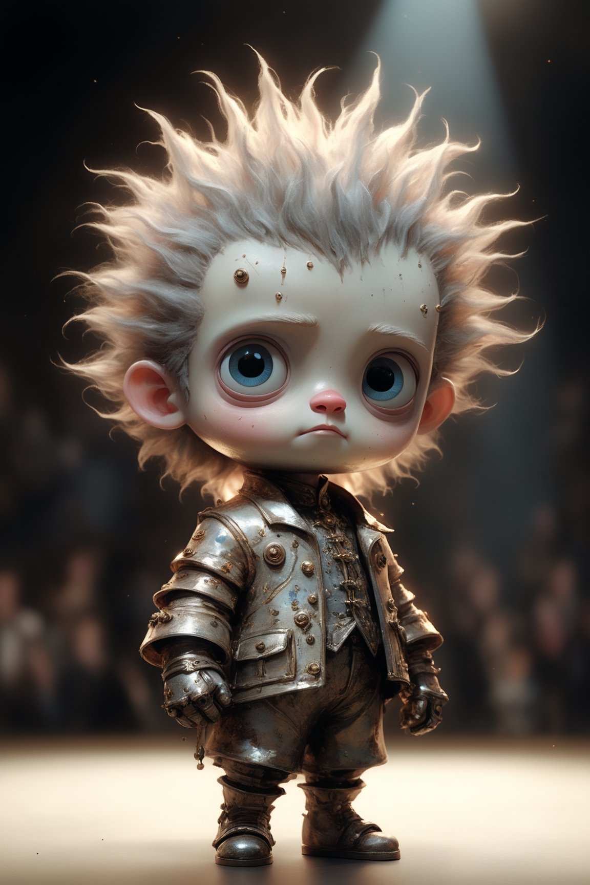 Character portrait of  Max Born, standing on stage, side profile, caricature, chibi, kawaii,3d rendering, octane rendering, volumetric light, victorian fashion, metallic, highly-detailed symmetric face, detailed eyes, ultra sharp, highest quality, art by Anja Millen and George Cruikshank and Bordalo II, smooth, sharp focus, trending on artforum, behance hd, kids story book style, muted colors, watercolor style