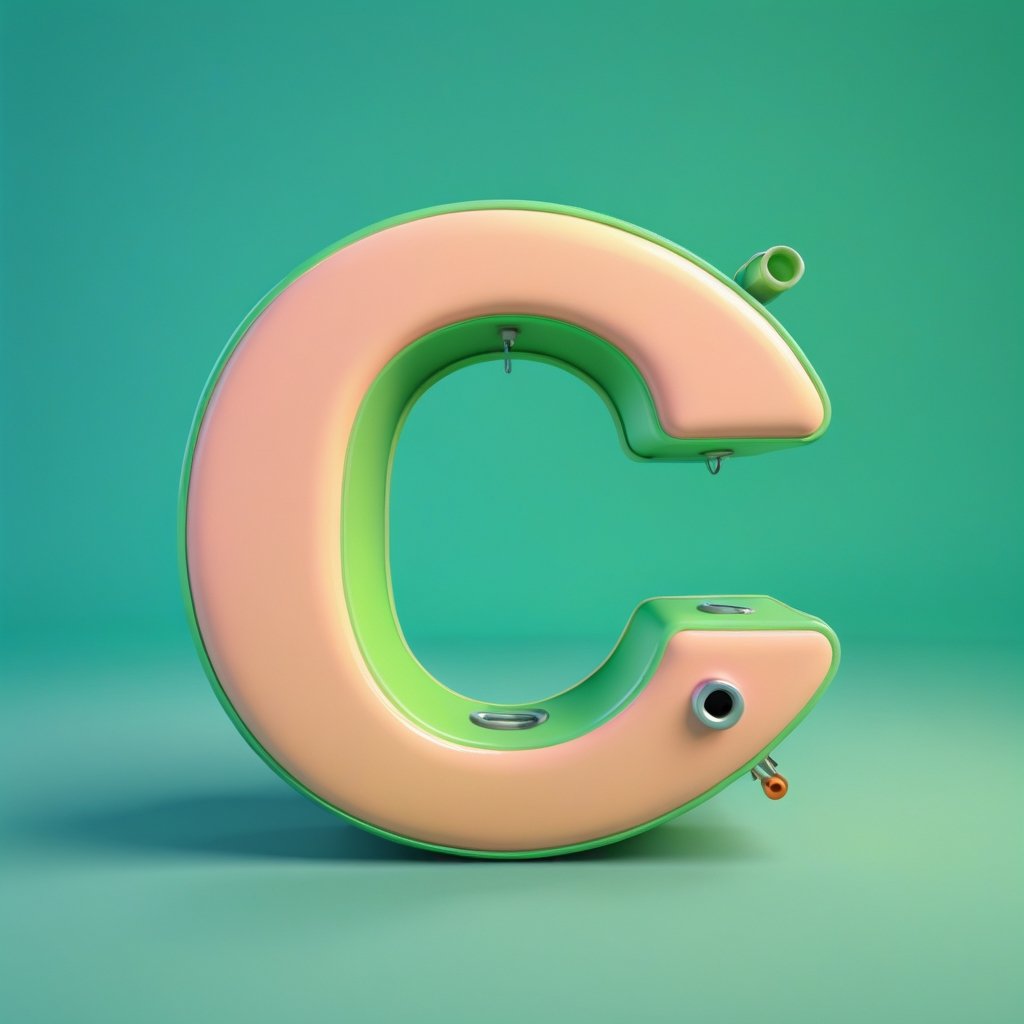 Normal English Word " O ", 
for kids cheerful, 3d, C4D, mixer, Octane rendering, (full Croma green background), Masterpieces in pastel colors, Hard material, Best Quality, super detaill, High Quality, 4k, 3D