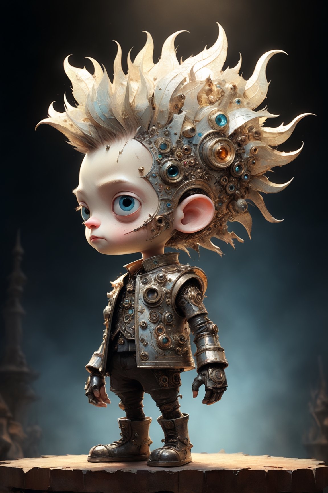 Character portrait of  Max Born, standing on stage, side profile, caricature, chibi, kawaii,3d rendering, octane rendering, volumetric light, victorian fashion, metallic, highly-detailed symmetric face, detailed eyes, ultra sharp, highest quality, art by Anja Millen and George Cruikshank and Bordalo II, smooth, sharp focus, trending on artforum, behance hd, kids story book style, muted colors, watercolor style