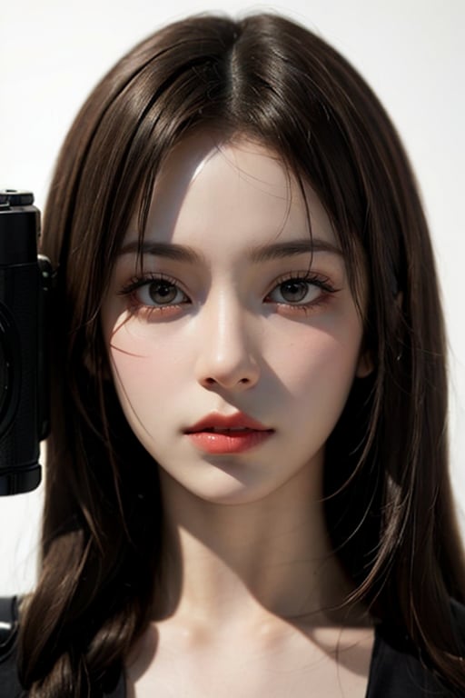 a 20 yo woman,long hair,dark theme, soothing tones, muted colors, high contrast, (natural skin texture, hyperrealism, soft light, sharp),chromatic_background,simple background,(((looking_at_viewer,  pov_eye_contact,  looking_at_camera,  headshot,  head_portrait,  headshot_portrait,  facing front))),big lips,yunjinlorashy