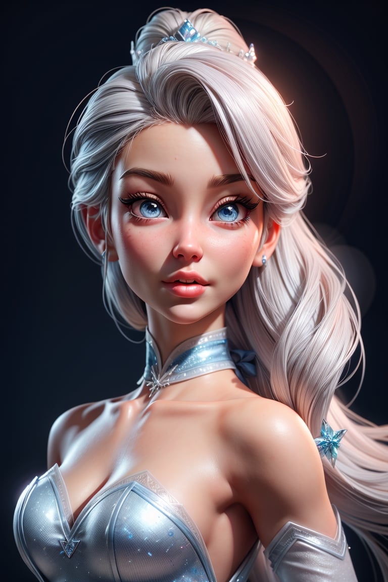 3dmm,elsa disney ,  3d character, in the style of hyper-realistic,