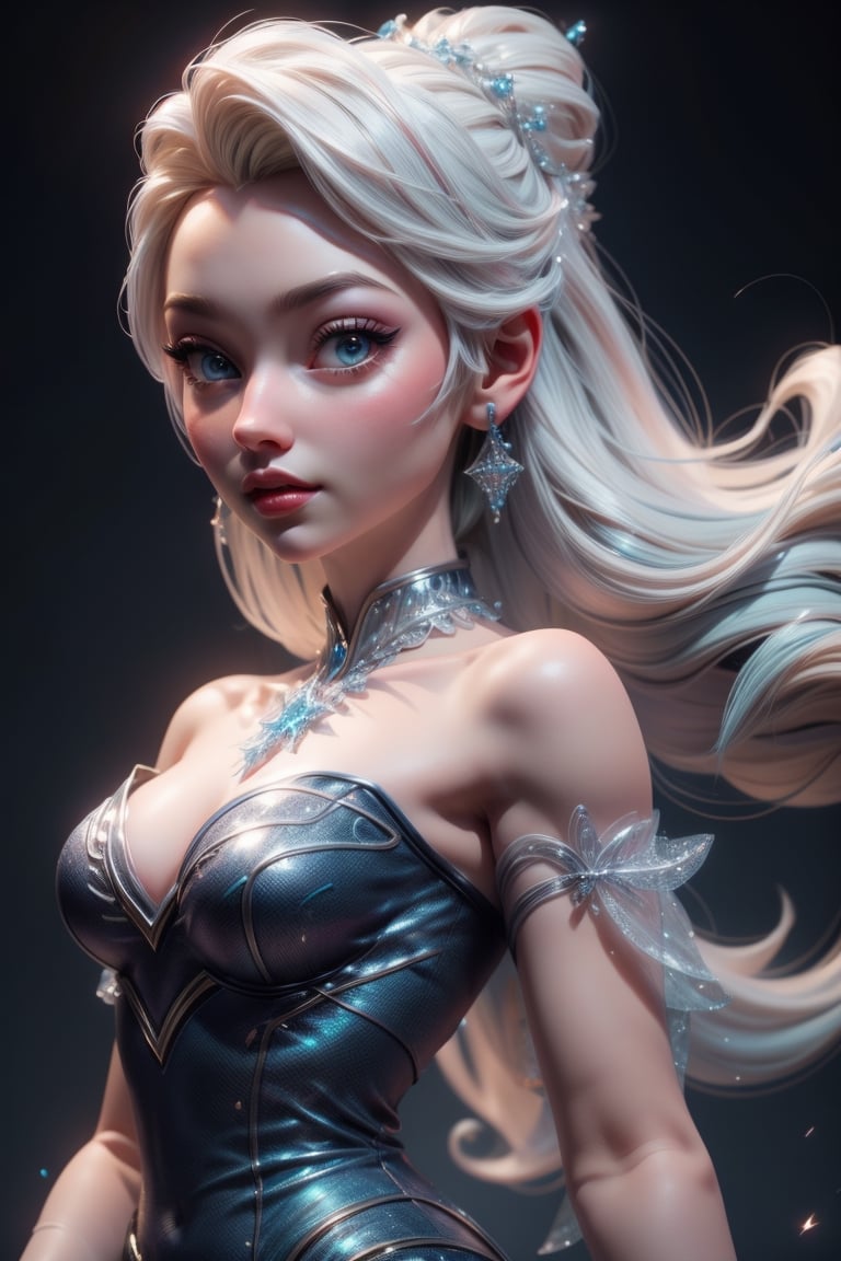 3dmm,elsa disney ,  3d character, in the style of hyper-realistic,