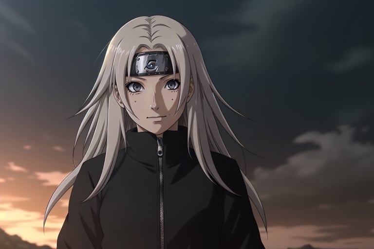 in the naruto universe, anime by Masashi Kishimoto, daughter of kakashi, she have a long hair grey, long dress black, she is cute girl, blue eyes, she launch a lot of power like father Kakashi, raikiri. 4K HD
