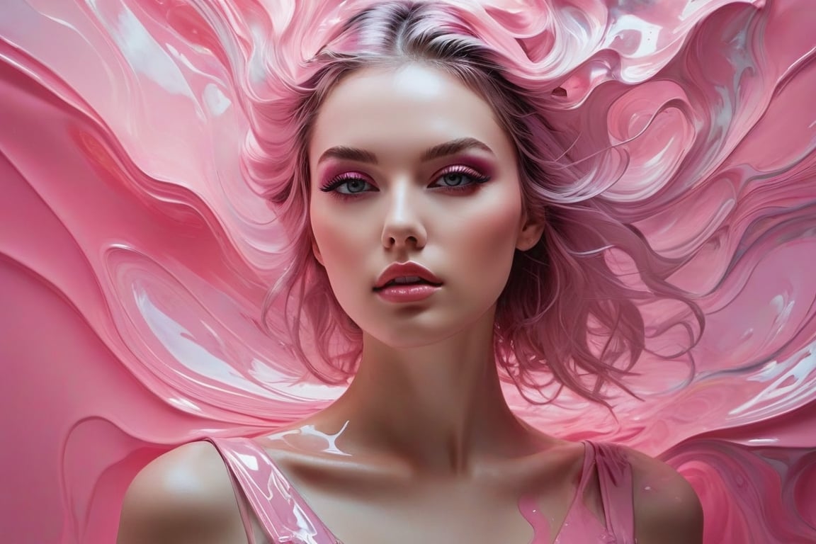 Surreal!! lightpink chrome double exposure. Very pretty russia girl's face. Liquid lightpink ink covered,Incredibly detailed matte paint with rough paint strokes and textures,By Frank Franzzeta,lightpink metal background,

Conrado Roset,

Erik Johansson,

Sandra Chevrier

Jeremy Mann,

16k resolution,

Oil on canvas,

fine art,

super dramatic light,

Sharp focus,High detailed ,Color magic,Saturated colors,runny makeup,rayen dress,short dress,Sexy Pose,perfect split lighting