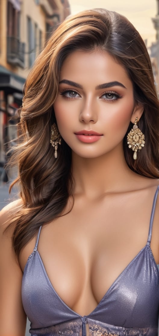 Create a yoursself as female beauty, high detailed, street background, full body, photo realistic, high quality,ssmiling, wide range of colours.,photo r3al,detailmaster2